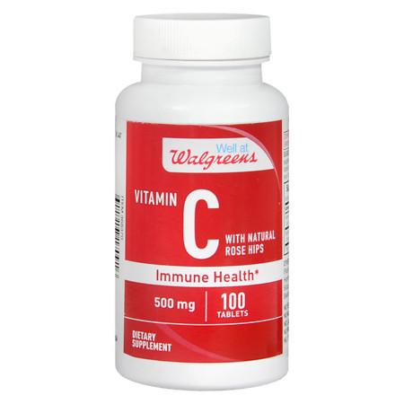 Walgreens Vitamin C with Natural Rose Hips Immune Health 500mg, Tablets - 100 ea