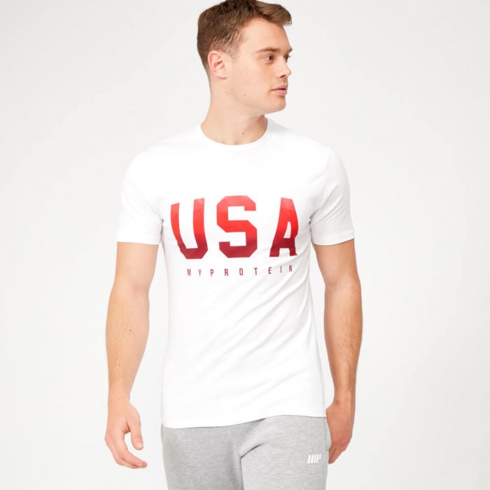 USA Geometric T-Shirt - White - L