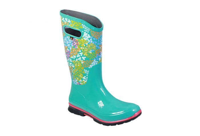BOGS Berkley Footprint Rain Boots - Women's - turquoise multi, 10