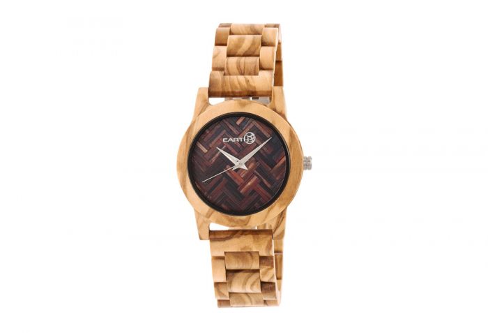 Earth Wood Crown Watch - khaki & tan wood, one size